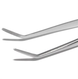 Пинцет изогнутый, металлический, 150 мм, из хирургической стали
