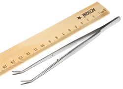 Пинцет изогнутый, металлический, 150 мм, из хирургической стали
