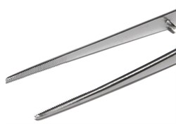 Пинцет прямой, металлический, 160 мм, из хирургической стали