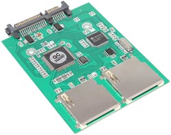 Переходник (адаптер) 2 x SD / SDHC / MMC на SATA (с поддержкой RAID 0)
