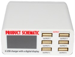 Зарядная станция (зарядное устройство) USB на 6 портов, 6А, с цифровым дисплеем
