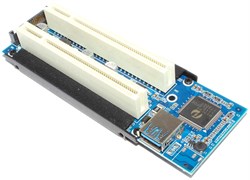 Переходник (адаптер, райзер) с PCI-E 1x на 2 слота PCI 32 bit