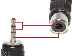 Переходник Micro Jack 2.5 мм (стерео) "папа" - RCA "Тюльпан" "мама", распиновка