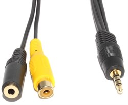 Кабель Jack 3.5 мм 4 pin "папа" - Jack 3.5 мм "стерео" "мама" и RCA "Тюльпан" "мама", 0.3 м
