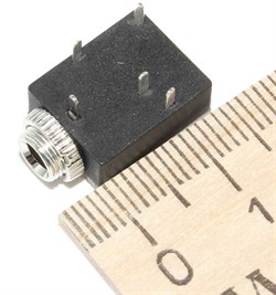 Разъем Mini Jack 3.5 мм, на плату, стерео, "гнездо", с гайкой, прозрачный