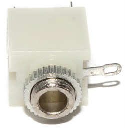 Разъем Mini Jack 3.5 мм, под пайку, стерео, 3 pin, "гнездо", с гайкой, белый