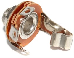 Разъем Jack 6.3 мм, 1/4", металлический, на корпус, моно, "гнездо", с гайкой