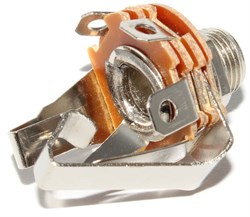 Разъем Jack 6.3 мм, 1/4", металлический, на корпус, стерео, "гнездо", с гайкой