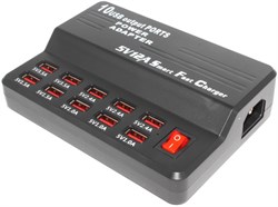 Зарядная станция (зарядное устройство) USB на 10 портов, 12А