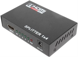 Разветвитель (делитель, сплиттер) HDMI, 1 вход 4 выхода, с питанием