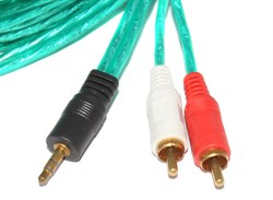 Кабель Mini Jack 3.5 мм - 2 x RCA "Тюльпаны", 10 метров, зелёный
