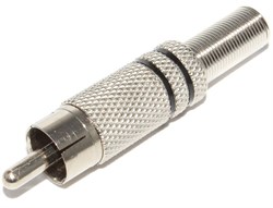 Разъём RCA "Тюльпан" "папа" ("штекер"), металлический, на кабель, под пайку