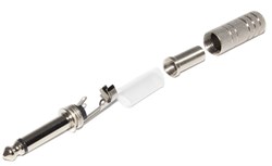 Разъем Jack 6.3 мм, 1/4", "штекер", моно, металлический, на кабель под пайку