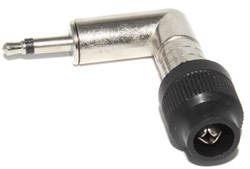 Штекер угловой Mini Jack 3.5 мм, на кабель, "папа", моно, металл