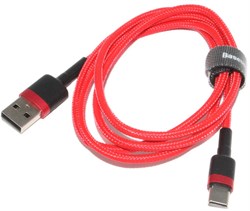 Кабель USB Type-C - USB, 3A, красный, в оплётке, Baseus, 1 м