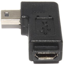 Переходник Mini USB "папа" - Micro USB "мама", угловой, правый, 90 градусов
