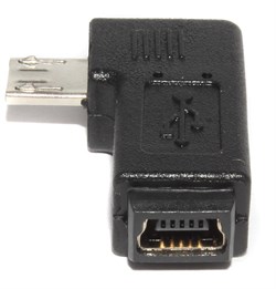 Переходник Micro USB "папа" - Mini USB "мама", угловой, правый, 90 градусов