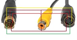 Распиновка - переходник Mini-DIN 7 Pin - S-Video (Mini-DIN 4 pin) + RCA "Тюльпан"