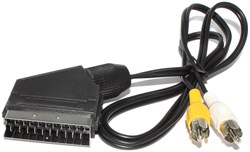 Кабель (переходник) SCART "папа" - 2 x RCA "Тюльпан" "папа", ВХОД, 1 м