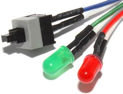 Кнопка включения (сброса) компьютера, (Power / Reset), с кабелем и светодиодами