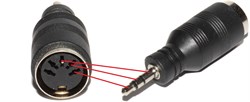 Переходник (адаптер) DIN 5 pin "гнездо" - Mini Jack 3.5 мм "штекер", стерео - распайка