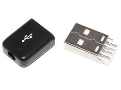 Разъем USB 2.0 AM "штекер", под пайку, на кабель