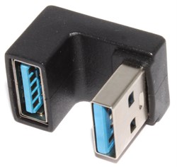 Угловой переходник USB 3.0 AM "папа" - USB 3.0 AF "мама", П-образный, 180°, "вниз"