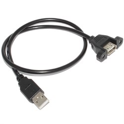 Кабель (удлинитель) USB 2.0 AF "мама" - USB 2.0 AM "папа", с креплением на корпус, 0.5 м