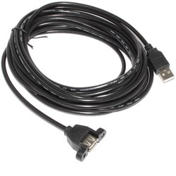 Кабель (удлинитель) USB 2.0 AF "мама" - USB 2.0 AM "папа", с креплением на корпус, 5 м