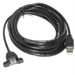 Кабель (удлинитель) USB 2.0 AF "мама" - USB 2.0 AM "папа", с креплением на корпус, 5 м