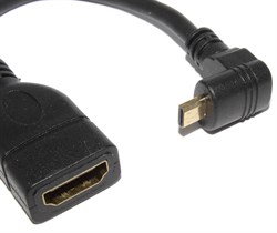 Переходник (кабель) угловой Micro HDMI "папа" 90 градусов "вверх" - HDMI "мама", 0.1 м