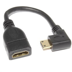 Переходник (кабель) угловой Mini HDMI "папа", 90 градусов, левый - HDMI "мама", 0.1 м