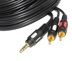Кабель Mini Jack 3.5 мм - 2xRCA (тюльпаны) 10м, позолоченный
