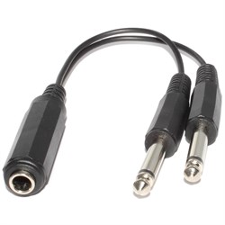 Переходник (разветвитель) Jack 6.3 мм "мама" (стерео) - 2 x Jack 6.3 мм "папа" (моно)