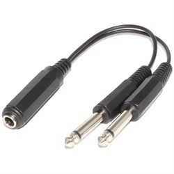 Переходник (разветвитель) Jack 6.3 мм "мама" (стерео) - 2 x Jack 6.3 мм "папа" (моно)