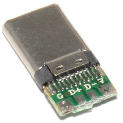Разъём USB Type C, "штекер", на кабель, под пайку