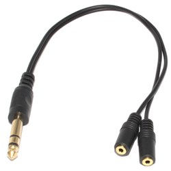 Переходник (разветвитель) Jack 6.35 мм "папа" - 2 x Micro Jack 2.5 мм "мама", стерео