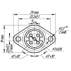 Чертёж - Гнездо DIN 5 pin с центральным контактом, ОНЦ-ВГ-11-5/16-Р-М, ГОСТ, Россия
