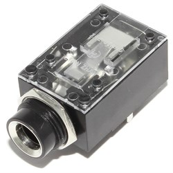 Разъем Jack 6.35 мм, 1/4", на плату / на корпус, стерео, "гнездо", с гайкой