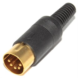 Разъём DIN 5 pin (5/180°) "штекер" / "папа", на кабель, позолоченный