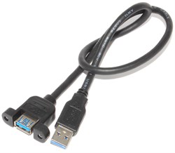 Кабель (удлинитель) USB 3.0 AF "мама" - USB 3.0 AM "папа", с креплением на корпус, 0.5 м