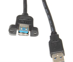 Кабель (удлинитель) USB 3.0 AF "мама" - USB 3.0 AM "папа", с креплением на корпус, 0.5 м