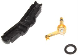 Разъём угловой Mini Jack 3.5 мм "папа", моно, на кабель, под пайку, позолоченный, в разобранном виде