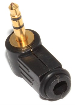 Разъём угловой Mini Jack 3.5 мм "папа", стерео, на кабель, под пайку, позолоченный