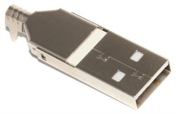 Разъем USB 2.0 AM "штекер", под пайку, на кабель, бескорпусный
