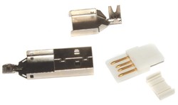 Разъем USB 2.0 AM "штекер", под пайку, на кабель, бескорпусный