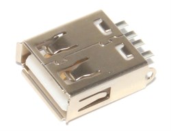 Разъём USB 2.0 "мама", под пайку, прямые выводы, с проушиной