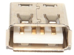 Разъём USB 2.0 "мама", под пайку, прямые выводы, с проушиной