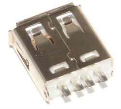 Разъём USB 2.0 "мама", под пайку, прямые выводы, с проушиной