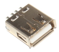 Разъём USB 2.0 "мама", под пайку, прямые выводы, с проушиной